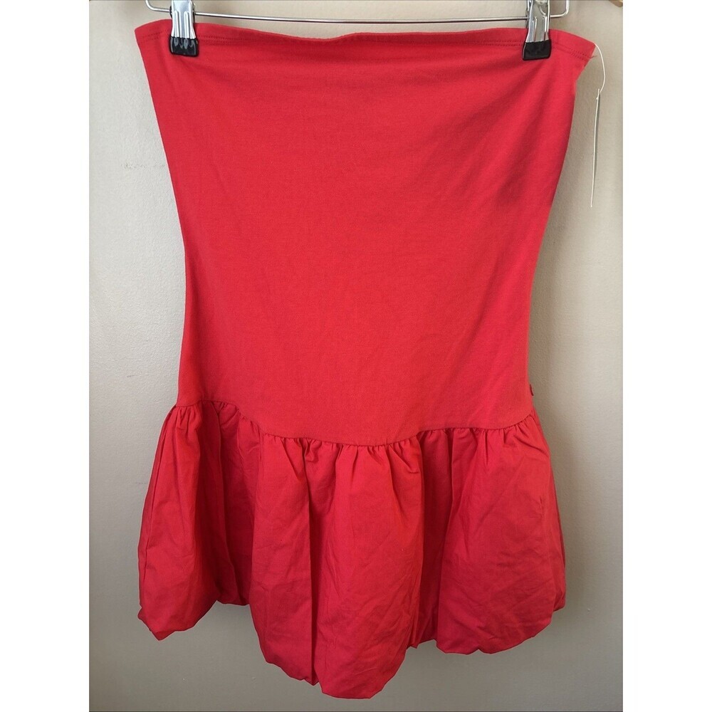 Wild Fable Strapless Bubble Hem Mini Dress Rose Red S